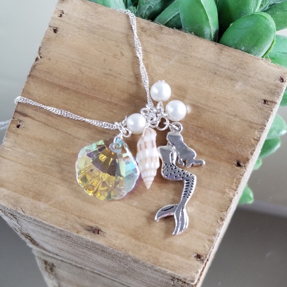Mermaid Crystal Seashell Necklace Set 3039 - Picture 6 of 7